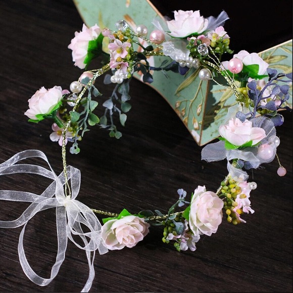Accessories - Flower Crown Floral Wreath BOHO Garland Headband for Communion Wedding Festivals